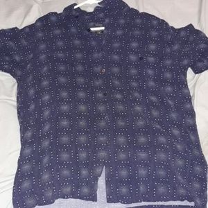 Dark dark blue short sleeve button up dress shirt